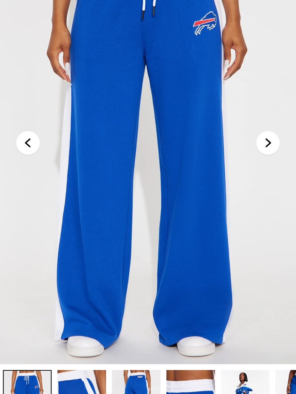 Blue Wide-Leg Buffalo bills sweat  Pants with White Side Stripe